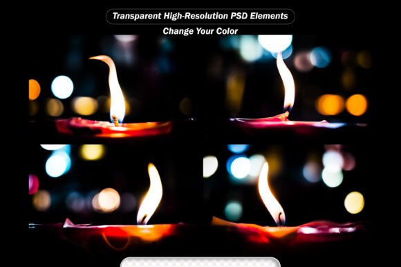 Candlelight on Black Transparent Backdrop