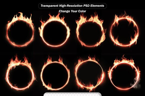 Flame Frame, Circle Shape, Realistic: Enhancing Your Visual Projects with Professional Light Effects