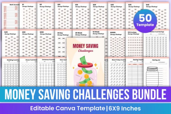 Money Saving Challenges Bundle Canva