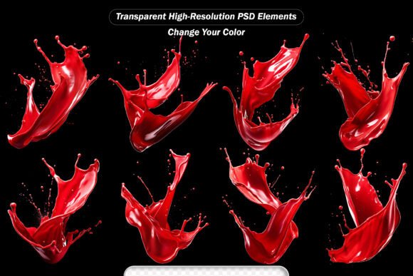 Splashes Paint Isolated on Black Trans